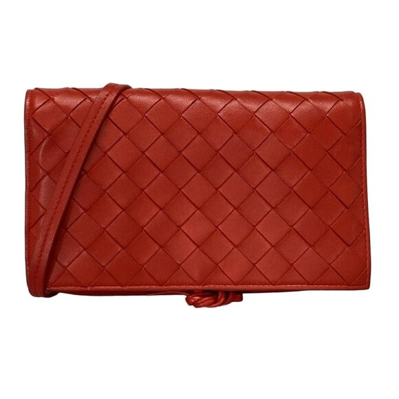 BOTTEGA VENETA Intrecciato - Red Leather Shoulder Bag 619-072925 - Picture 1 of 14